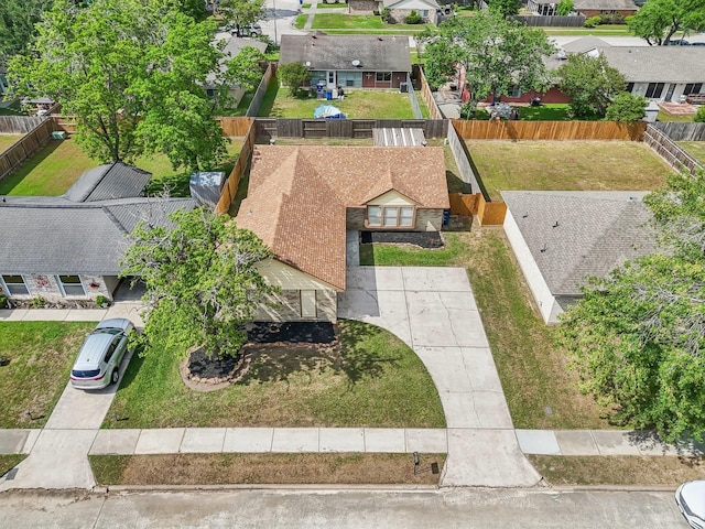 bird's eye view with a residential view