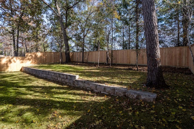 view of yard featuring a fenced backyard