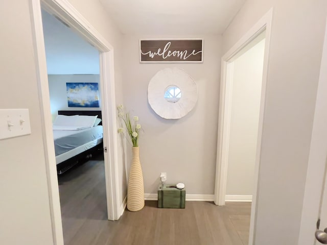 8423 Glen Valley Dr, Houston, TX 77061 - hall featuring wood finished floors and baseboards