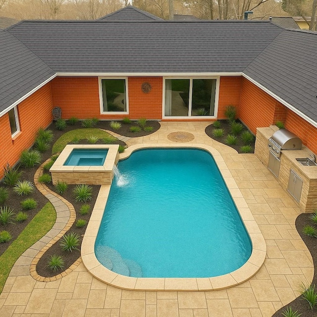 8423 Glen Valley Dr, Houston, TX 77061 - swimming pool with area for grilling, an in-ground hot tub, and a patio