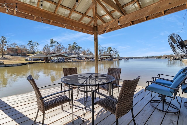 dock area featuring a water view