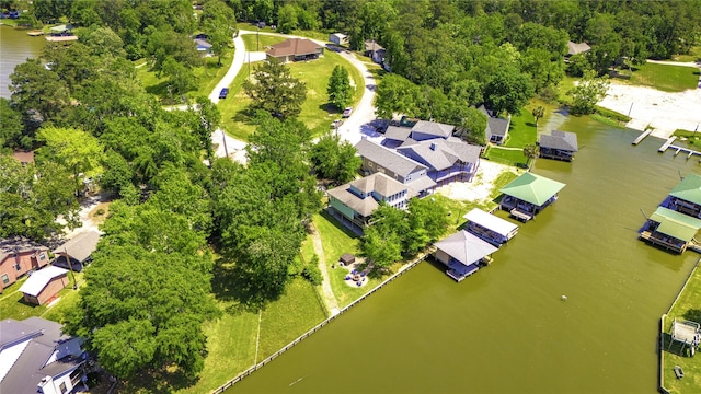 bird's eye view featuring a residential view and a water view