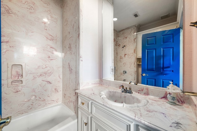 1002 Island Vw, League City, TX 77565 - full bathroom featuring a shower, a washtub, vanity, and visible vents