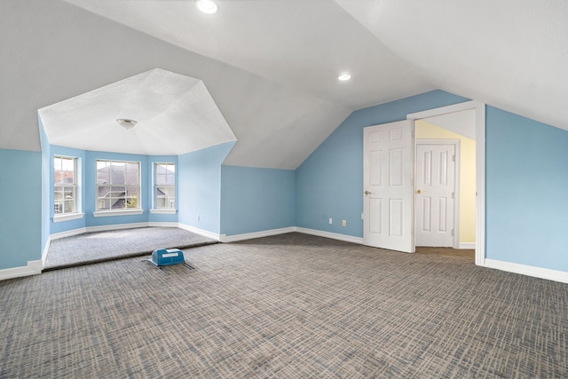 1002 Island Vw, League City, TX 77565 - additional living space with lofted ceiling, baseboards, carpet flooring, and recessed lighting