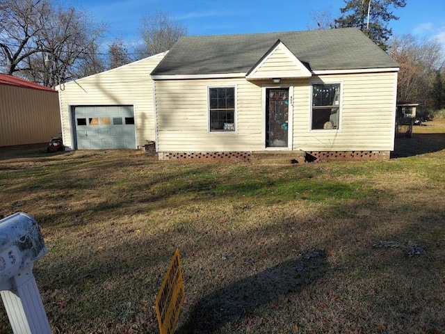 405 N Lanier St, New Boston, TX 75570 - view of front of property with an attached garage, a front lawn, a shingled roof, and entry steps