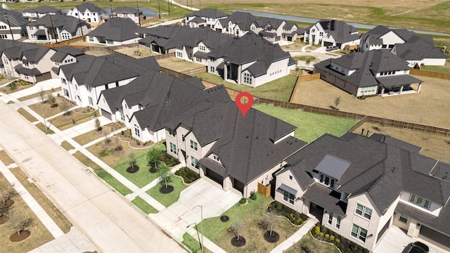 bird's eye view with a residential view