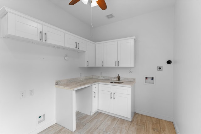 720 W Alabama St, Houston, TX 77006 - washroom with electric dryer hookup, washer hookup, ceiling fan, gas dryer hookup, and wood finish floors