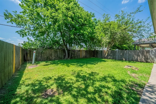 view of yard featuring a fenced backyard