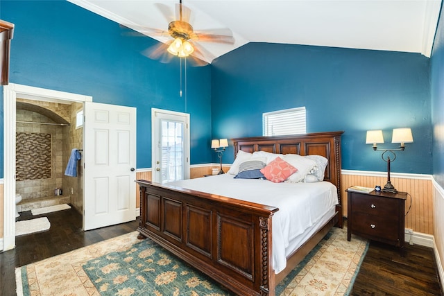 4025 6th St, Galveston, TX 77554 - bedroom with a wainscoted wall, wood finished floors, and ensuite bathroom