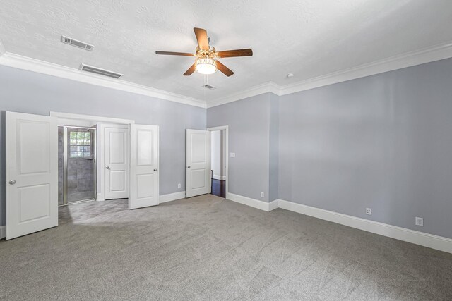 12510 Cove Landing Dr, Cypress, TX 77433 - unfurnished bedroom with carpet, ornamental molding, and a ceiling fan