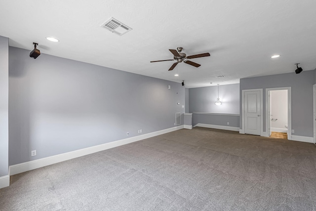 12510 Cove Landing Dr, Cypress, TX 77433 - carpeted empty room with a ceiling fan and recessed lighting