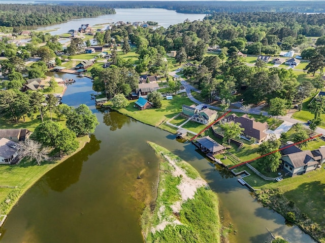 62 Hunters Creek Dr, Huntsville, TX 77340 - aerial view of property's location with a nearby body of water and nearby suburban area
