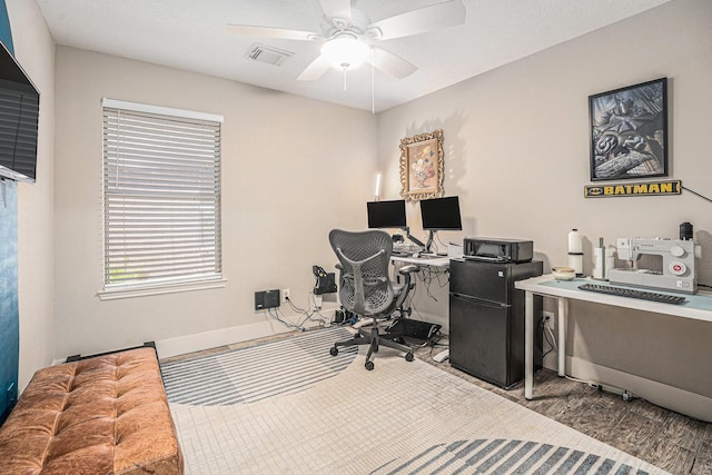2884 Shallow Brook Ln, Dickinson, TX 77539 - office featuring a ceiling fan and baseboards