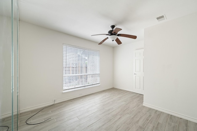 1823 Mandrill Ln, Houston, TX 77067 - unfurnished room with baseboards, a ceiling fan, light wood-type flooring, and visible vents
