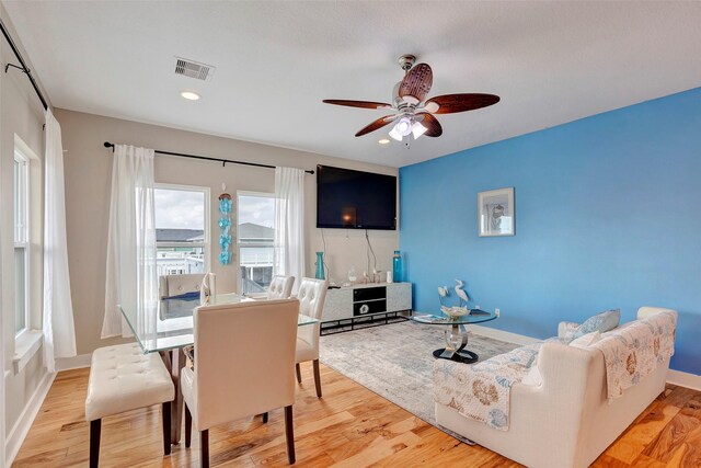 126 Driftwood, Freeport, TX 77541 - dining area with ceiling fan, light wood-style floors, baseboards, and recessed lighting