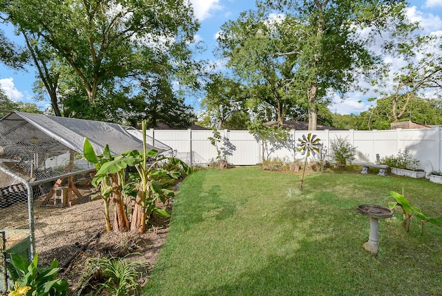 view of yard featuring a fenced backyard