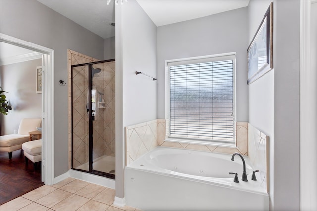 7410 Norwood Point Ct, Richmond, TX 77407 - full bathroom with a shower stall, a whirlpool tub, and tile patterned flooring