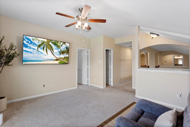 7410 Norwood Point Ct, Richmond, TX 77407 - living room featuring carpet, a ceiling fan, and baseboards
