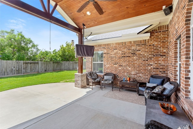 7410 Norwood Point Ct, Richmond, TX 77407 - view of patio with a ceiling fan and outdoor lounge area
