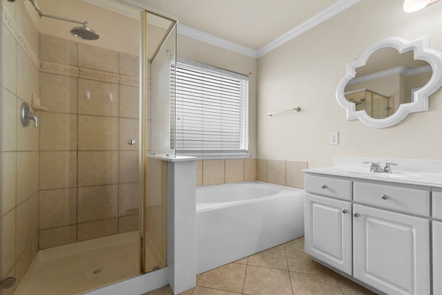 2830 Meadowbrook Ln, Rosenberg, TX 77471 - bathroom featuring vanity, a stall shower, and ornamental molding