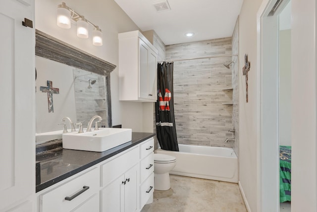 414 N Old Springfield Rd, North Zulch, TX 77872 - bathroom with visible vents, toilet, vanity, and shower / bath combo with shower curtain