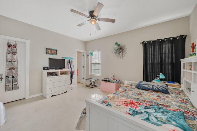414 N Old Springfield Rd, North Zulch, TX 77872 - bedroom with ceiling fan and light carpet