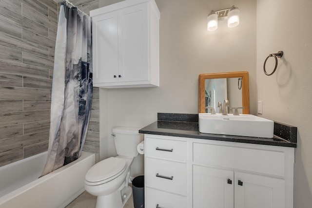 414 N Old Springfield Rd, North Zulch, TX 77872 - bathroom with toilet, vanity, and shower / bath combination with curtain