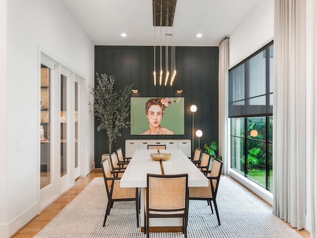 4024 Chatham, Houston, TX 77027 - dining space with recessed lighting, a notable chandelier, french doors, and light wood-type flooring