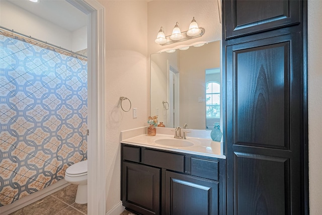20322 Fossil Valley Ln, Cypress, TX 77433 - bathroom featuring tile patterned flooring, vanity, and a shower with curtain