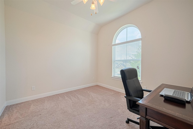 20322 Fossil Valley Ln, Cypress, TX 77433 - office space with ceiling fan, carpet flooring, and lofted ceiling