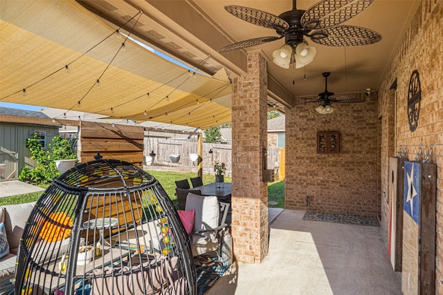 18203 Octavio Frias Trl, Atascocita, TX 77044 - view of patio / terrace with a ceiling fan and a fenced backyard