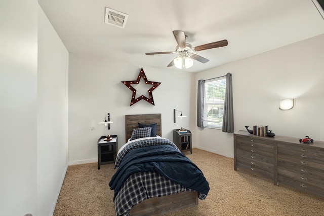 18203 Octavio Frias Trl, Atascocita, TX 77044 - carpeted bedroom featuring baseboards, ceiling fan, and visible vents