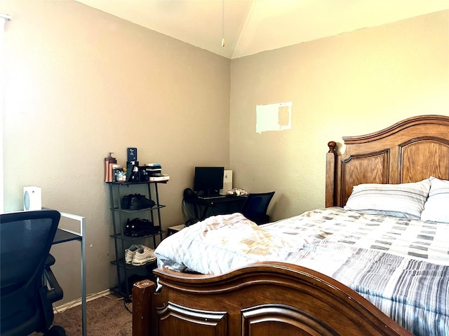 3110 Balch Springs Ln, Katy, TX 77449 - carpeted bedroom featuring lofted ceiling, a desk, and baseboards