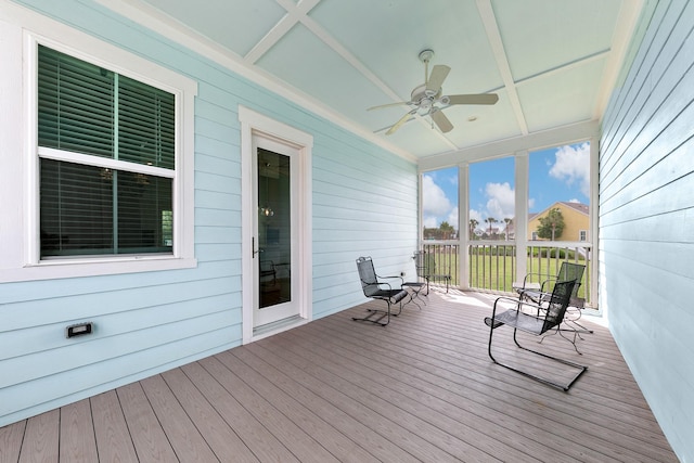 6 Compass Cir, Galveston, TX 77554 - deck with a ceiling fan