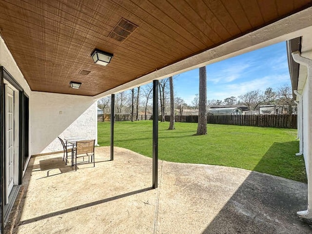 view of patio with a fenced backyard