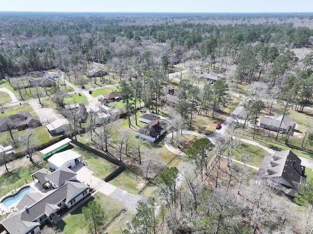 drone / aerial view with a forest view