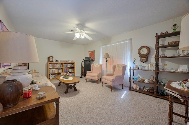 living room with ceiling fan