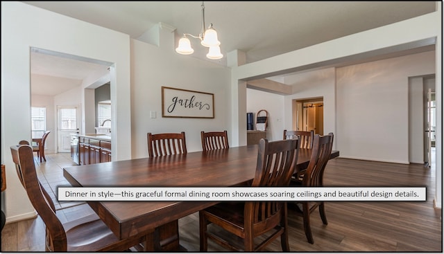 1814 S Everglades Dr, Deer Park, TX 77536 - dining room with a chandelier and wood finished floors