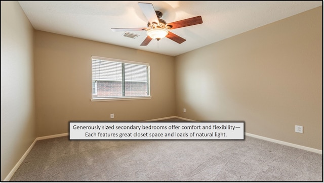 1814 S Everglades Dr, Deer Park, TX 77536 - carpeted empty room featuring ceiling fan and baseboards
