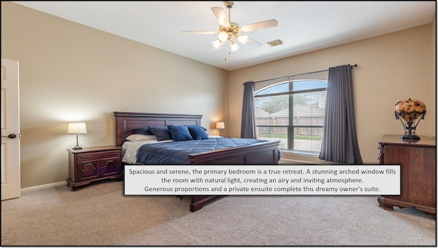 1814 S Everglades Dr, Deer Park, TX 77536 - carpeted bedroom featuring a ceiling fan and baseboards