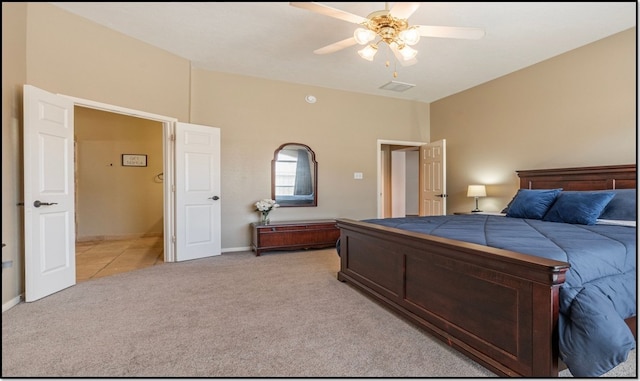 1814 S Everglades Dr, Deer Park, TX 77536 - bedroom featuring light carpet, ceiling fan, and baseboards