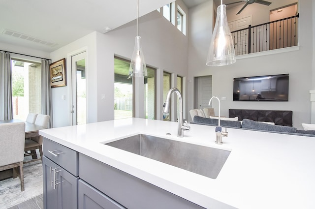 kitchen with a wealth of natural light, a sink, and visible vents