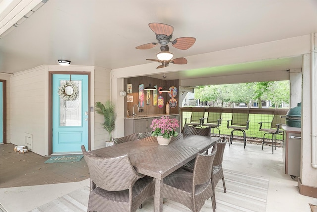 224 Clear Lake Rd, Clear Lake Shores, TX 77565 - exterior space featuring outdoor dining space, a sink, and ceiling fan