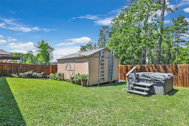 22086 Sun Haven Ln, Porter, TX 77365 - view of yard with an outdoor structure, a shed, and a fenced backyard