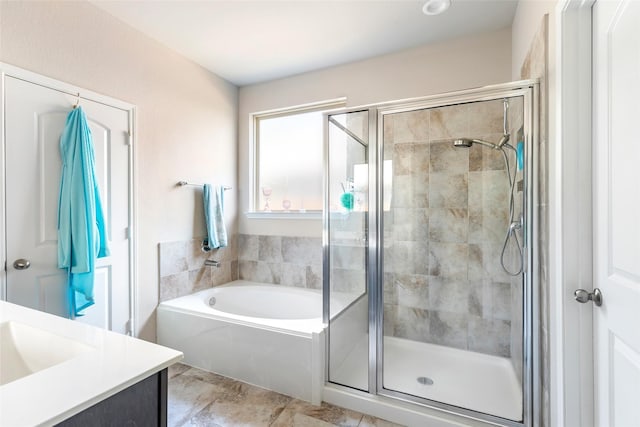 22086 Sun Haven Ln, Porter, TX 77365 - full bath with a bath, vanity, and a stall shower