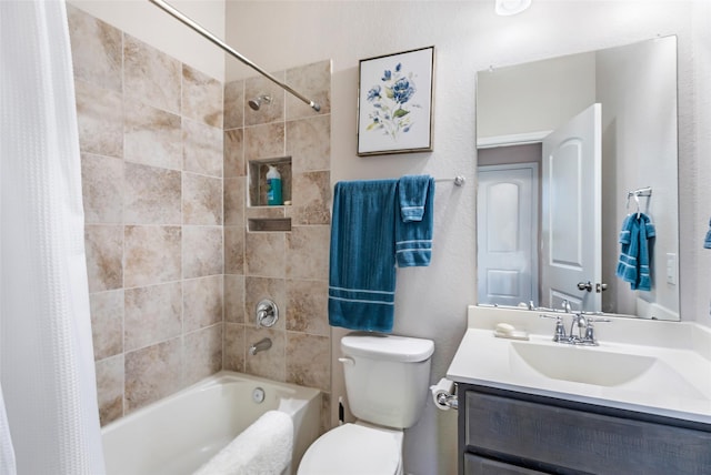 22086 Sun Haven Ln, Porter, TX 77365 - full bathroom featuring toilet, vanity, and shower / tub combo with curtain