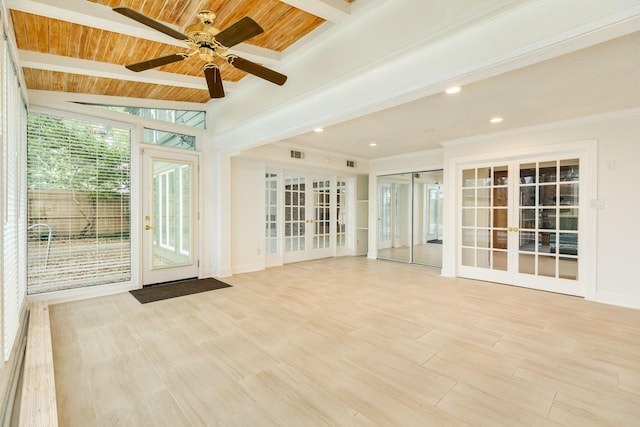 2610 Gerol Ct, Galveston, TX 77551 - unfurnished sunroom with french doors, beam ceiling, and visible vents