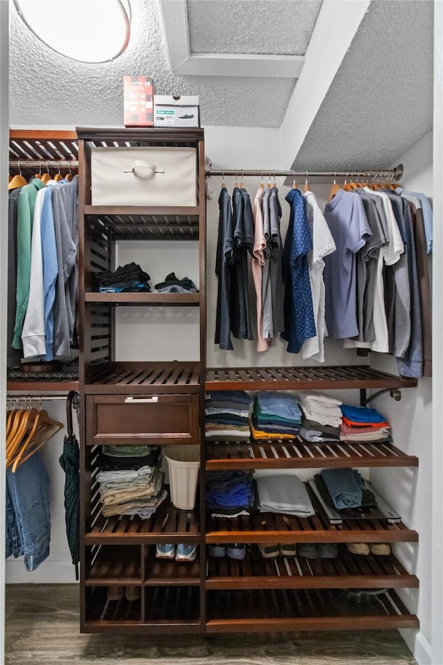 spacious closet with wood finished floors