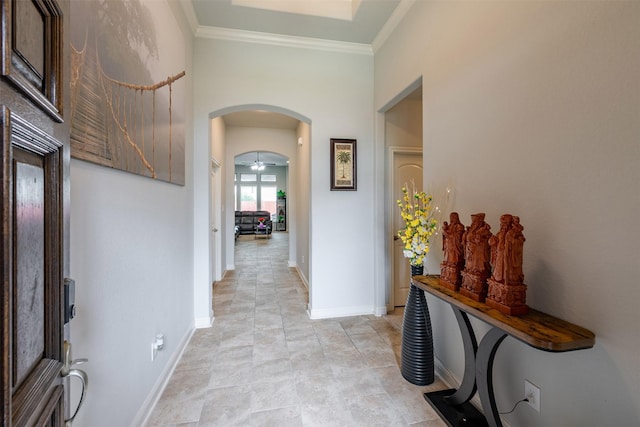 18918 Flintlock Forest Ln, Cypress, TX 77429 - hall with arched walkways and ornamental molding