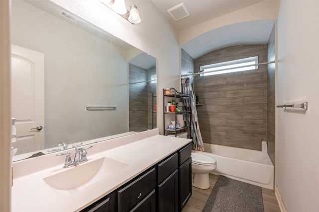 18918 Flintlock Forest Ln, Cypress, TX 77429 - full bath featuring vanity, shower / bath combo, and wood finished floors